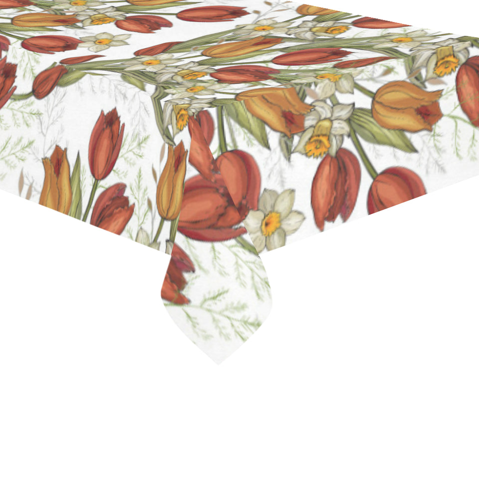 Red tulips and daffodils pattern Tablecloth