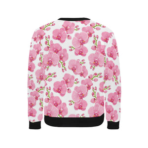 pink purple orchid pattern background Men's Crew Neck Sweatshirt