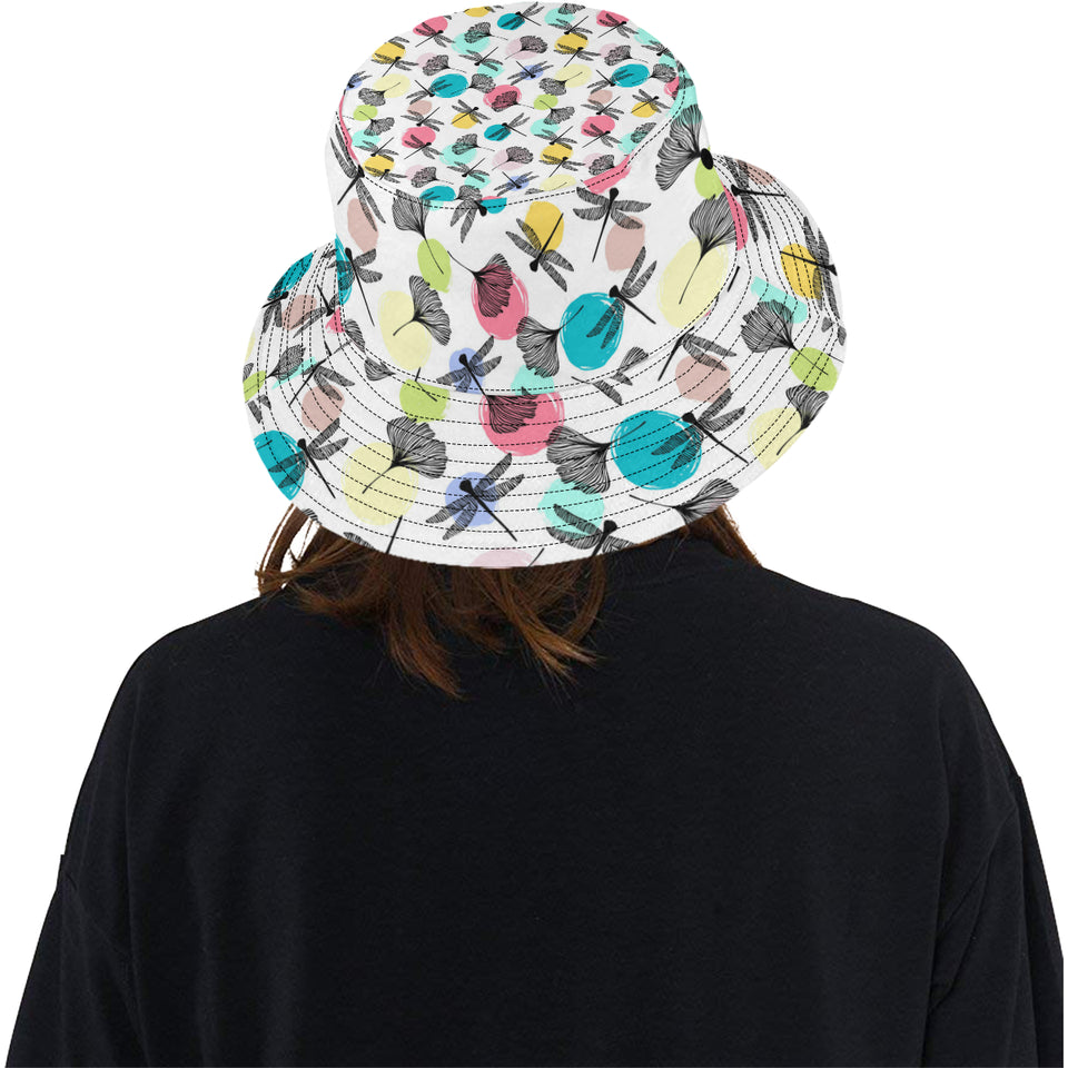 Dragonflies ginkgo leaves pattern Unisex Bucket Hat