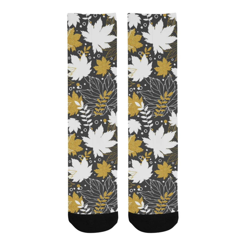 Beautiful gold autumn maple leaf pattern Crew Socks