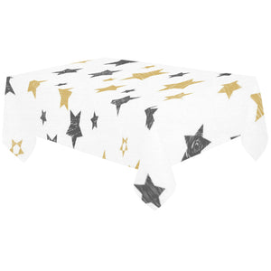 hand drawn gold black star pattern Tablecloth