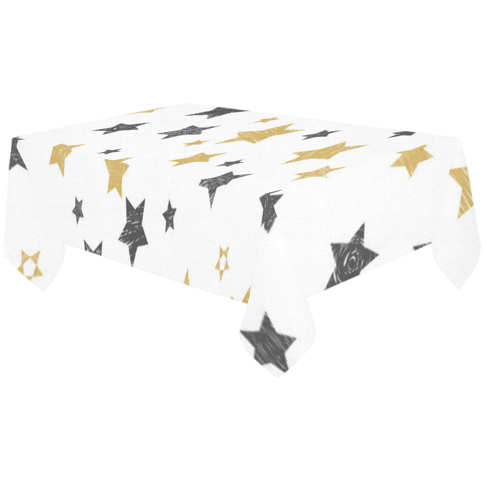 hand drawn gold black star pattern Tablecloth