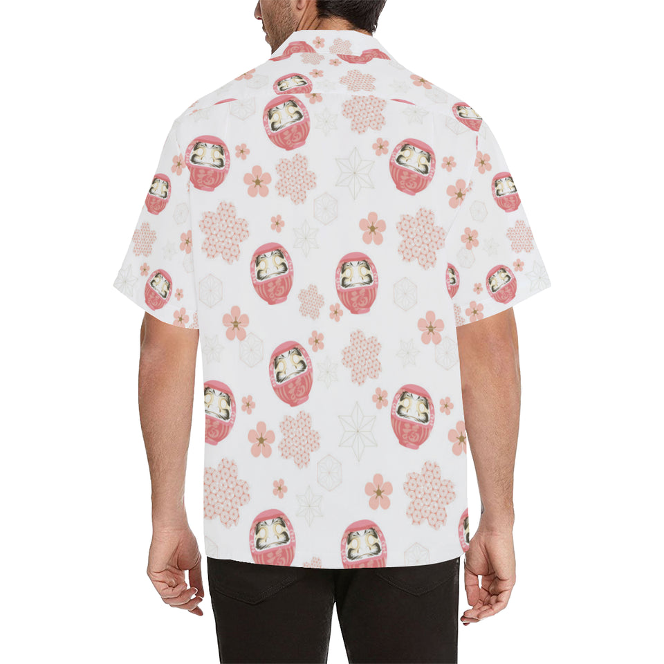 Daruma japanese wooden doll cherry blossom flower Men's All Over Print Hawaiian Shirt