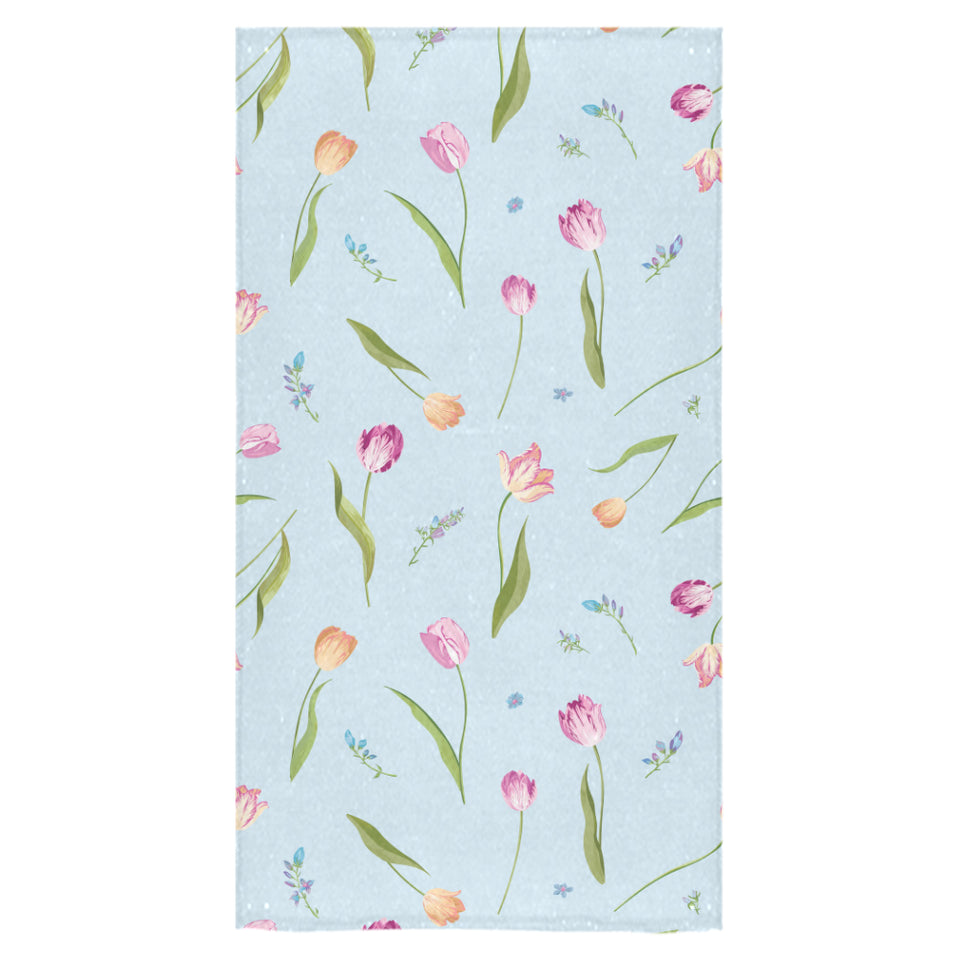 Watercolor Tulips pattern Bath Towel