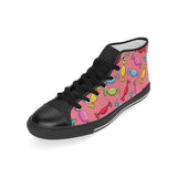 Colorful wrapped candy pattern Men's High Top Canvas Shoes Black