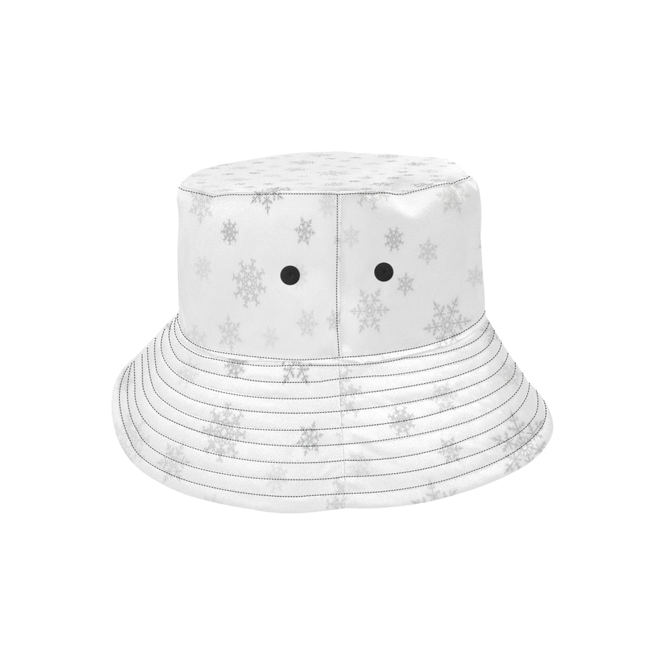 Snowflake pattern white background Unisex Bucket Hat