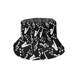 Saxophone music notes treble clef black white them Unisex Bucket Hat