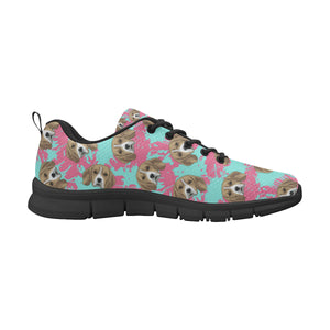 Beagle muzzles turquoise paint splashes pink patte Men's Sneaker Shoes