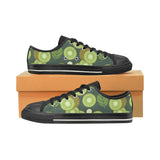 Whole sliced kiwi leave and flower Men's Low Top Canvas Shoes Black