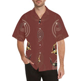 Fancy Carp red background Men's All Over Print Hawaiian Shirt