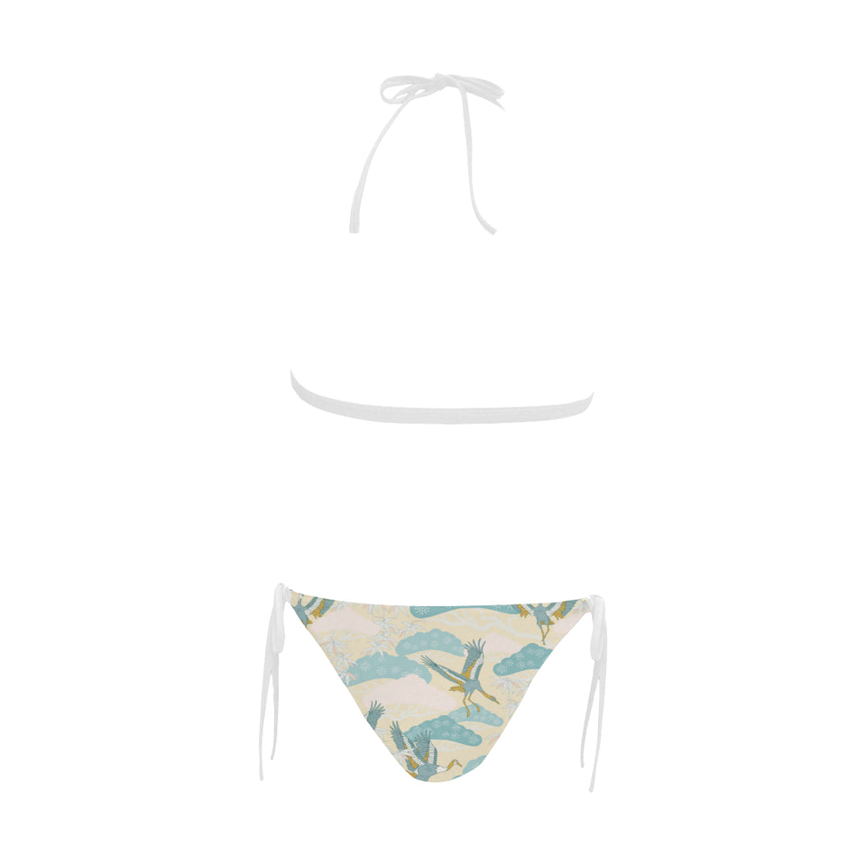Bonsai bamboo stork japanese pattern cream theme Sexy Bikinis Two-Piece Swimsuits
