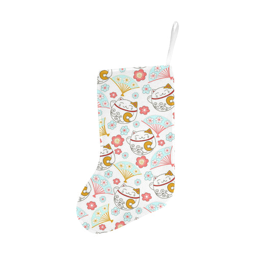 Maneki neko cat fan sakura Christmas Stocking