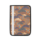Bonsai bamboo stork japanese pattern brown theme Car Seat Belt Cover