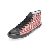 Dachshund Nordic pattern Women's High Top Canvas Shoes Black
