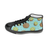 Kiwi blue background Women's High Top Canvas Shoes Black
