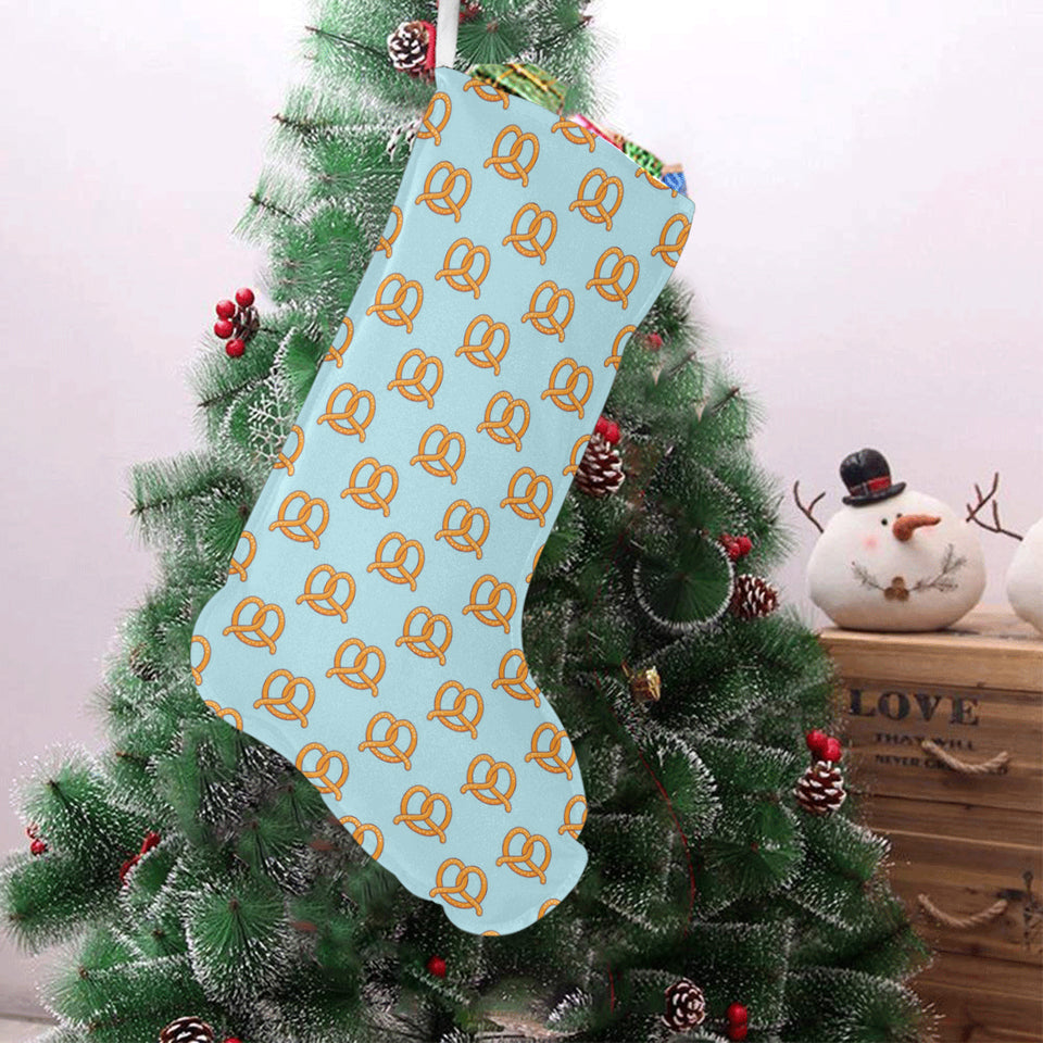 Pretzels Pattern Print Design 03 Christmas Stocking