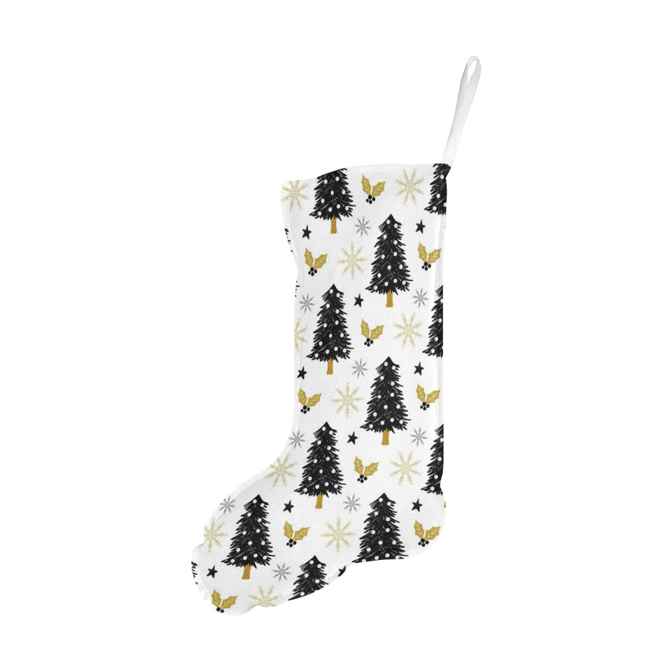 Christmas tree holly snow star pattern Christmas Stocking