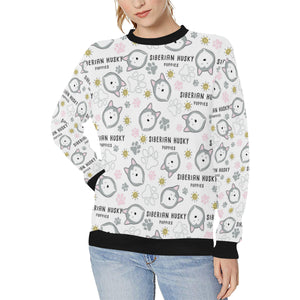 Siberian Husky design pattern Women's Crew Neck Sweatshirt