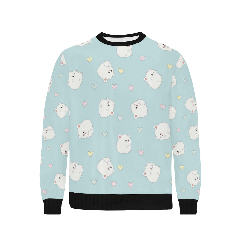 White cute hamsters heart pattern Men's Crew Neck Sweatshirt