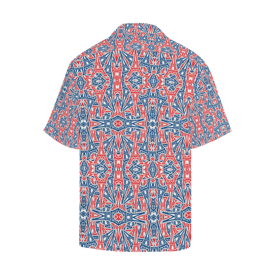 Blue Red Eiffel Tower Pattern Print Design 02 Men's All Over Print Hawaiian Shirt (Model T58)