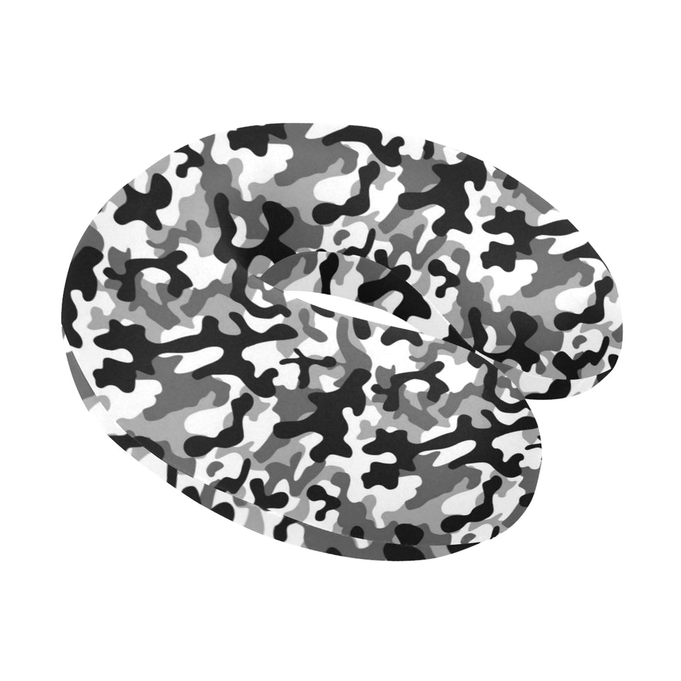 Black white camouflage pattern U-Shaped Travel Neck Pillow