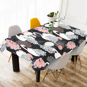 white swan blooming flower pattern Tablecloth