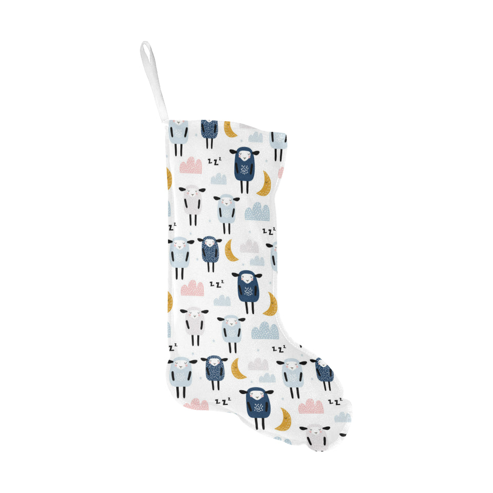 Cute sleeping sheep moon cloud pattern Christmas Stocking