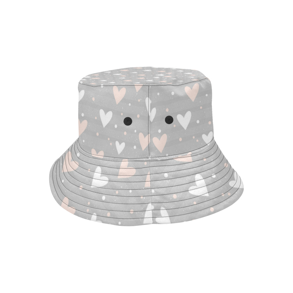 Heart pattern gray background Unisex Bucket Hat