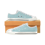 Snowflake pattern blue stripe background Women's Low Top Canvas Shoes White