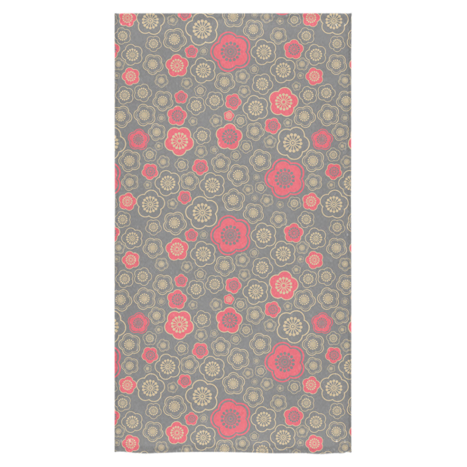 Red gold Sakura cherry blossom gray background Bath Towel