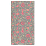 Red gold Sakura cherry blossom gray background Bath Towel