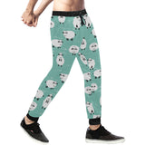 Cute sheep green background Unisex Casual Sweatpants