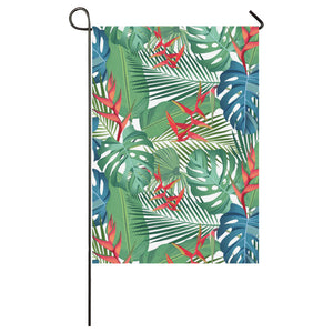 heliconia palm and monstera leaves pattern House Flag Garden Flag