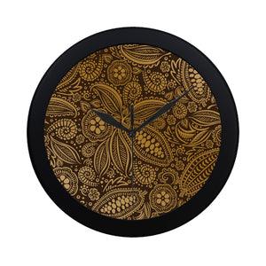 cacao beans tribal polynesian pattern background Elegant Black Wall Clock