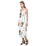 Cute Chihuahua dog pattern V-Neck Open Fork Long Dress