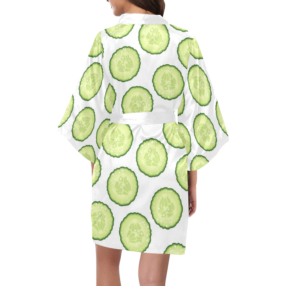 Cucumber slices pattern Women's Short Kimono Robe