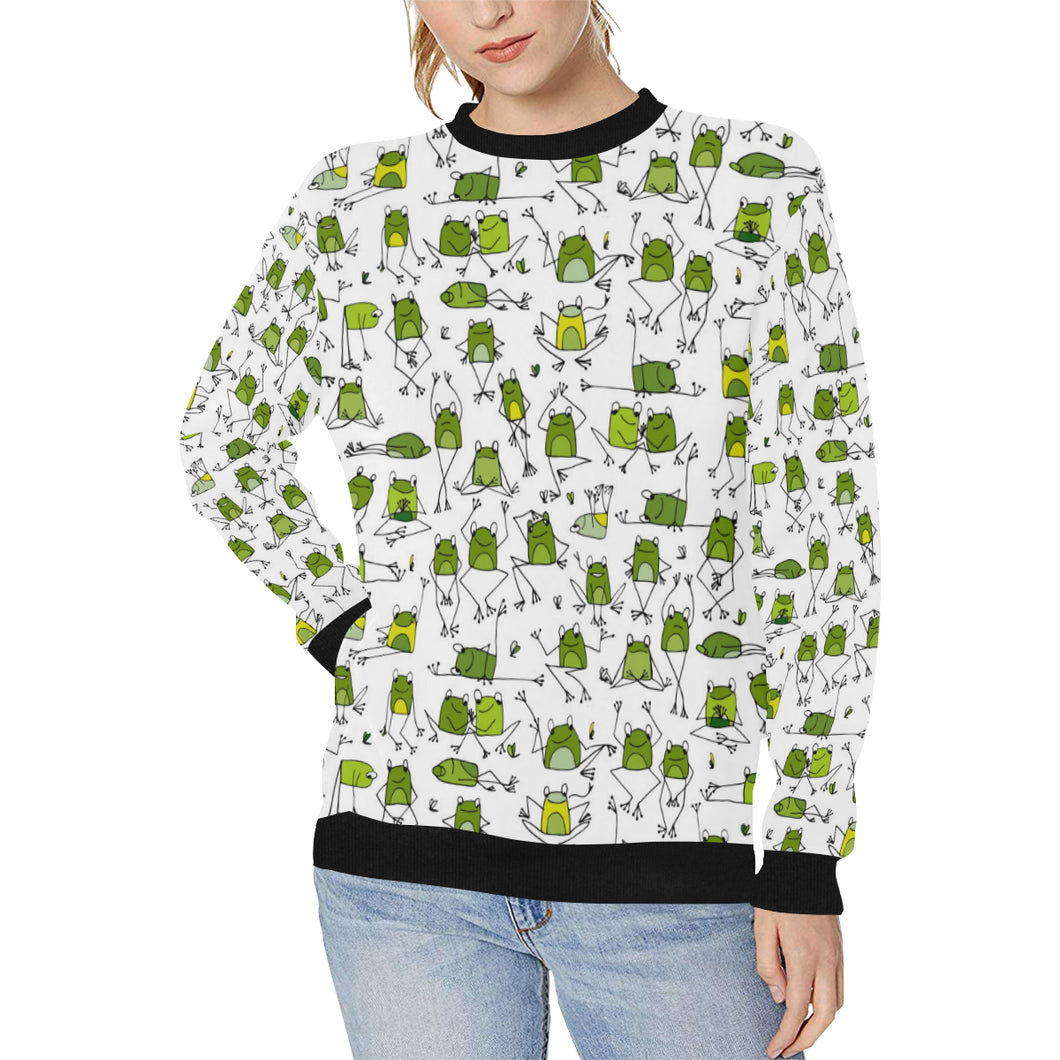 Sketch funny frog pattern Women's Crew Neck Sweatshirt