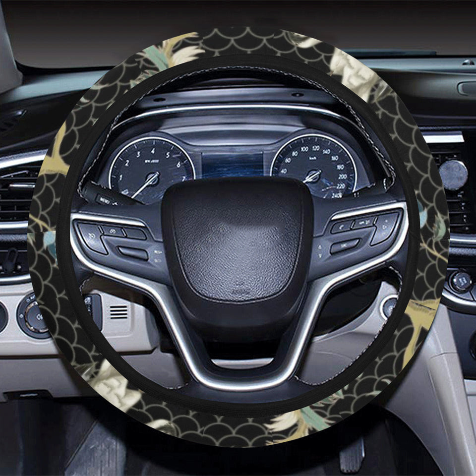 Japanese crane ornament elements Car Steering Wheel Cover