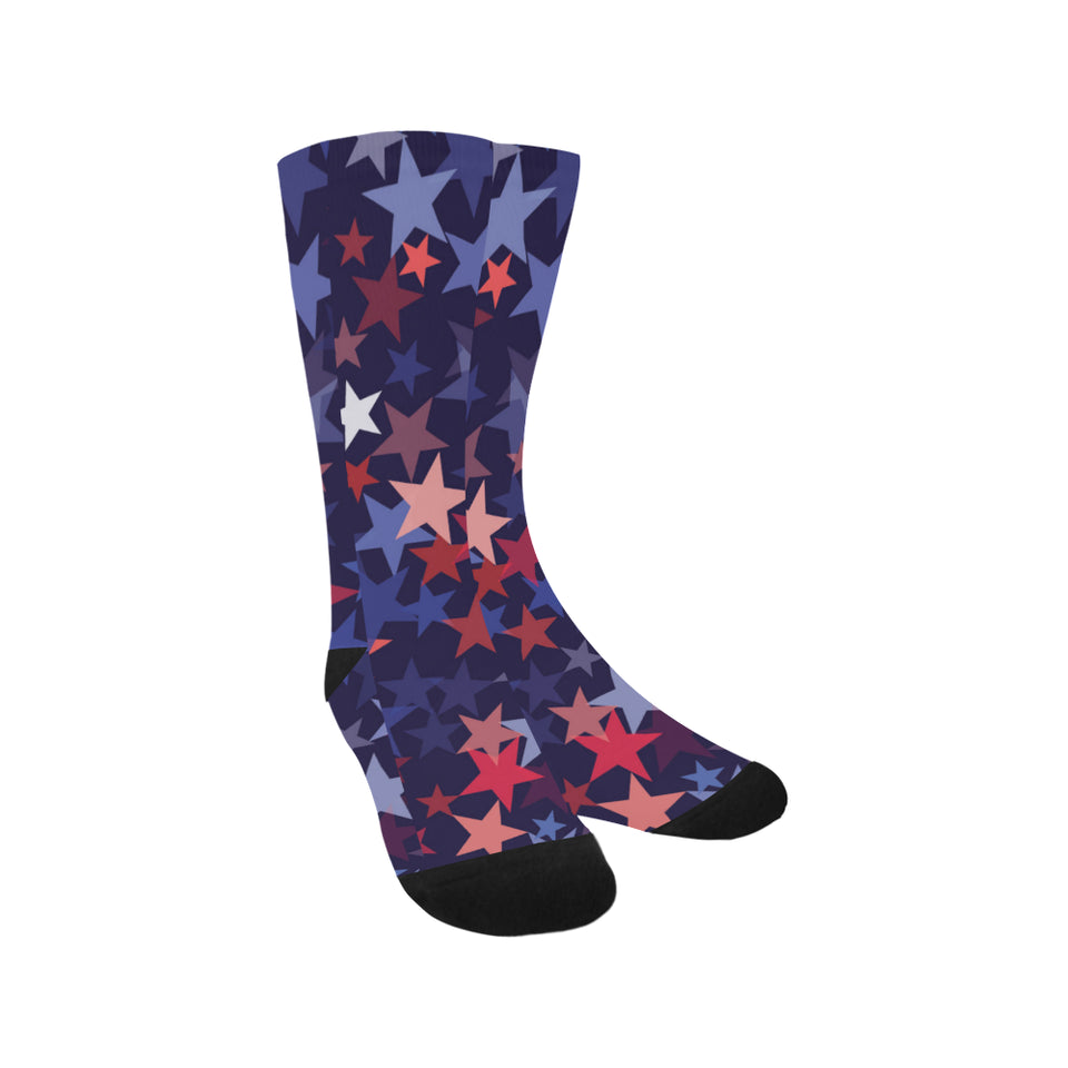 Red blue star pattern Crew Socks