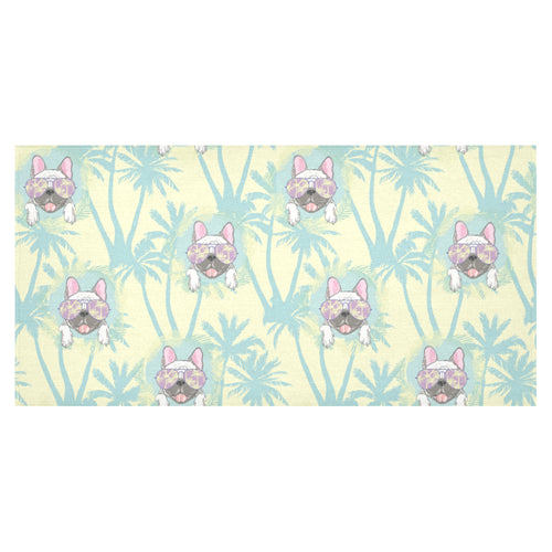 French bulldog hawaii blackground Tablecloth