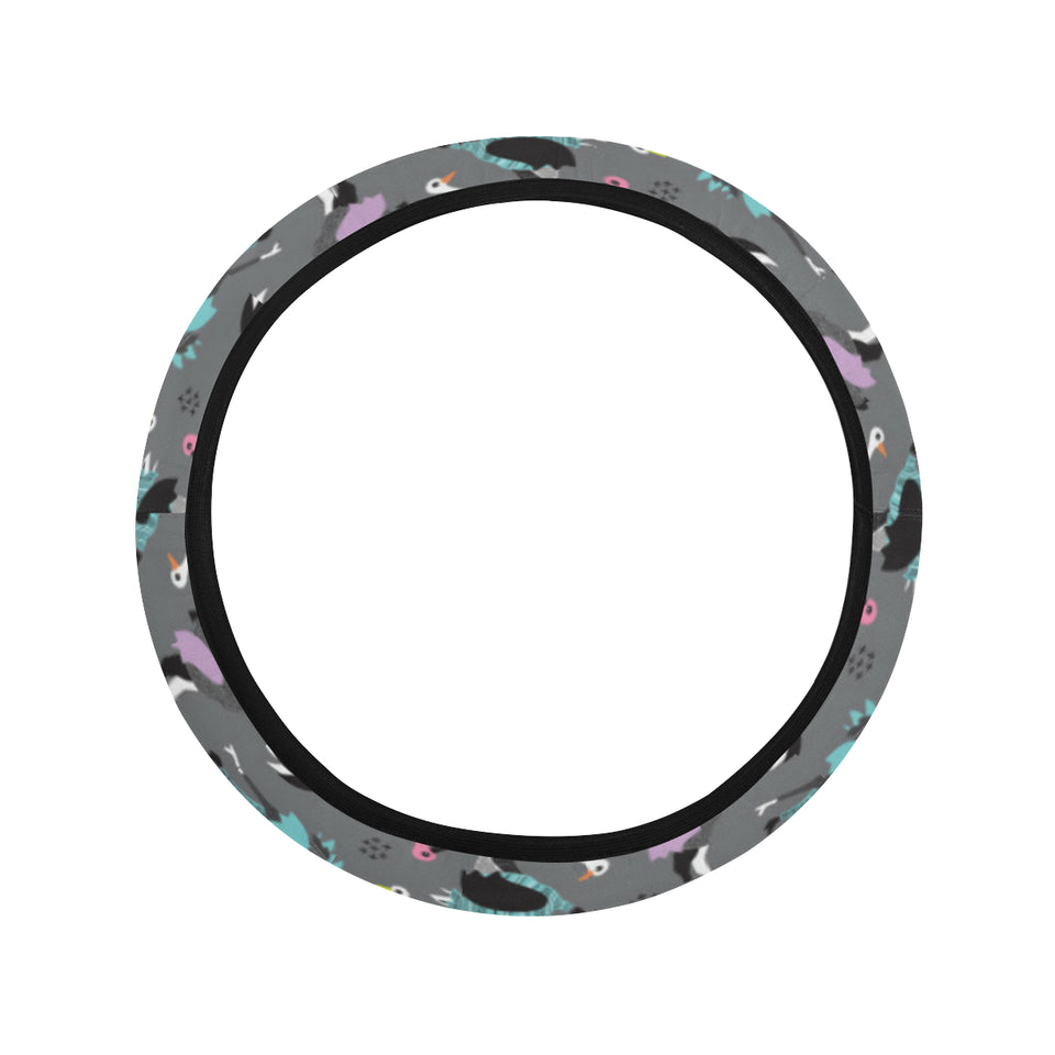 Ostrich Pattern Print Design 01 Car Steering Wheel Cover