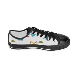 Colorful helicopter pattern Kids' Boys' Girls' Low Top Canvas Shoes Black