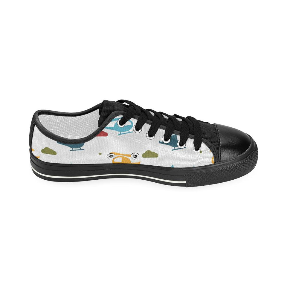 Colorful helicopter pattern Kids' Boys' Girls' Low Top Canvas Shoes Black