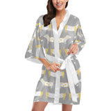 Cute dachshund dog pattern Women's Short Kimono Robe