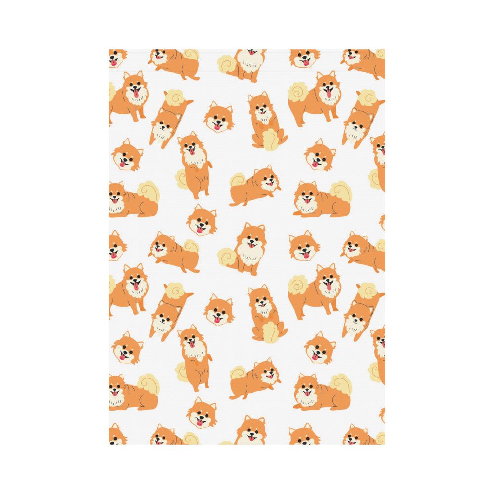 Brown pomeranian pattern House Flag Garden Flag