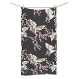 Japanese crane pink sakura pattern Bath Towel