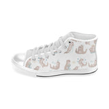 Cute sea otters pattern Men's High Top Canvas Shoes White