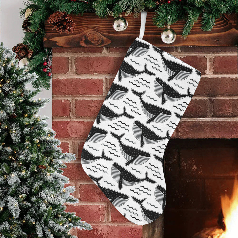 Black whale pattern Christmas Stocking