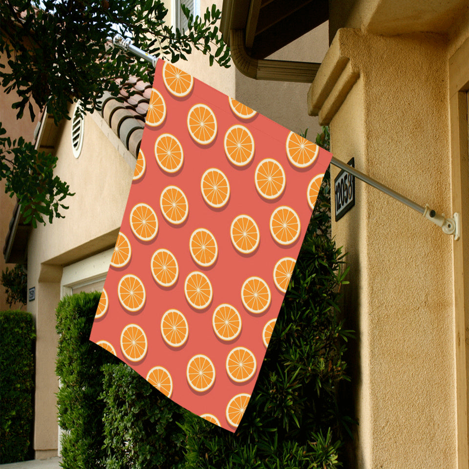 Oranges pattern red background House Flag Garden Flag