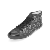 Garlic pattern black background Women's High Top Canvas Shoes Black